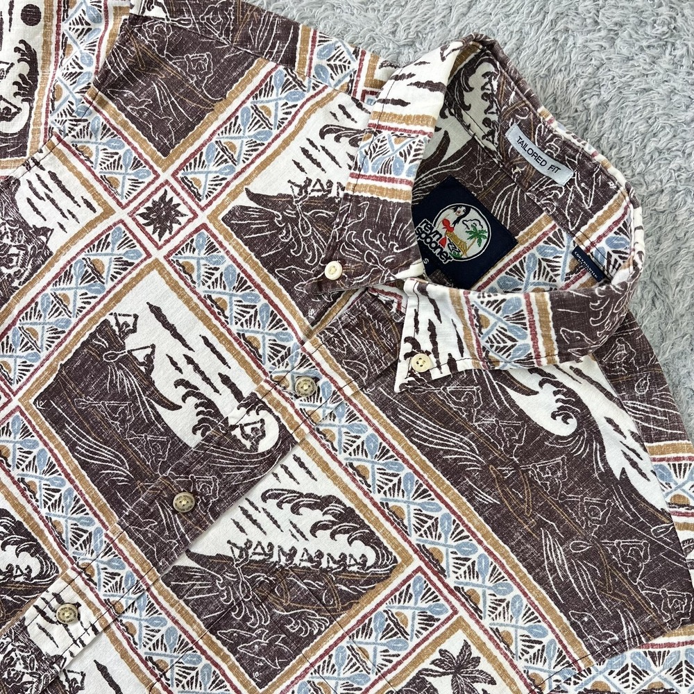 Reyn Spooner Hawaiin Shirt Mens S Brown Graphic Print Button-Up Aloha Vacation